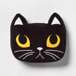 black cat pillow with yellow eyes, target halloween decor