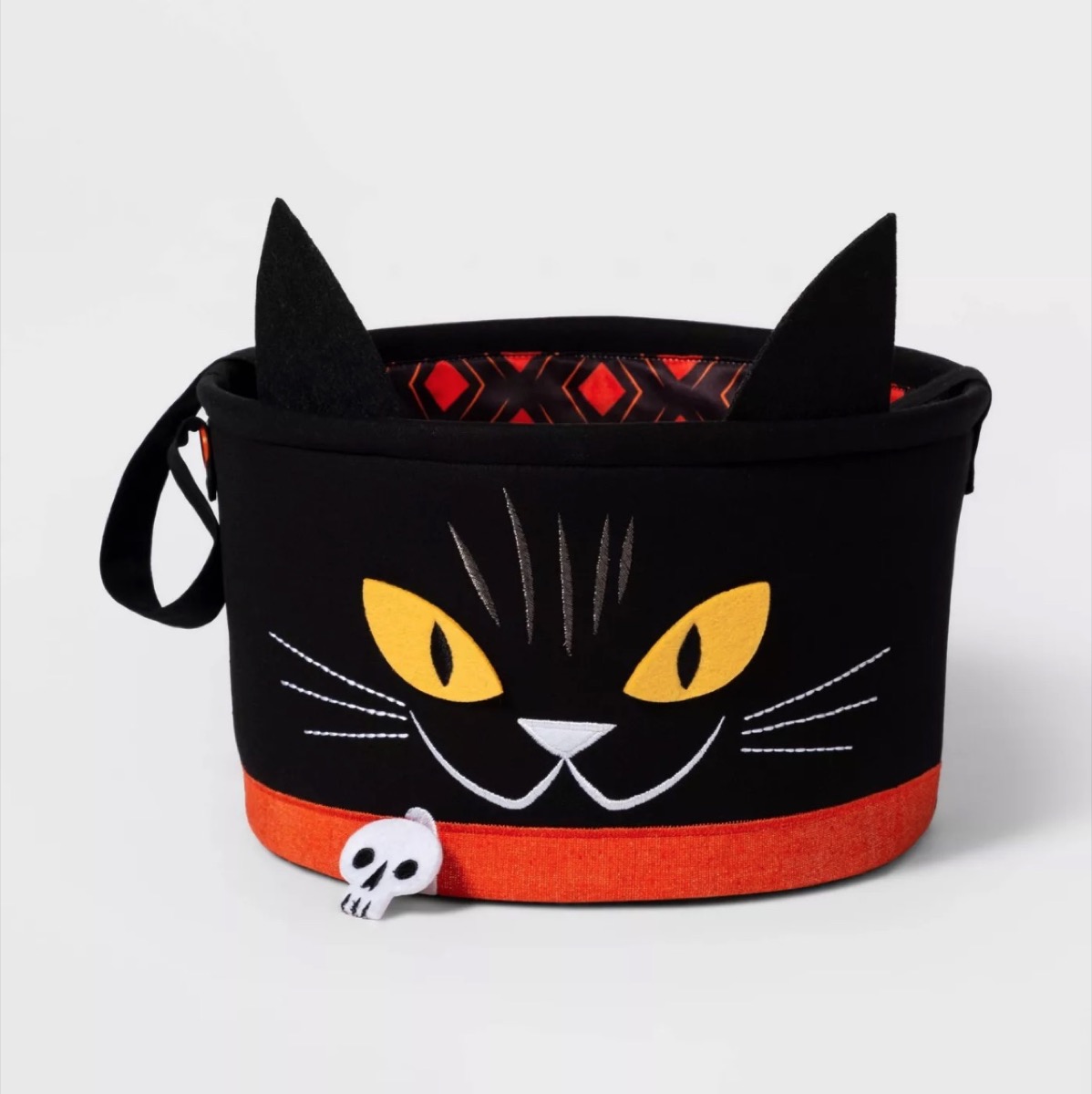 black and orange cat basket, target halloween decor