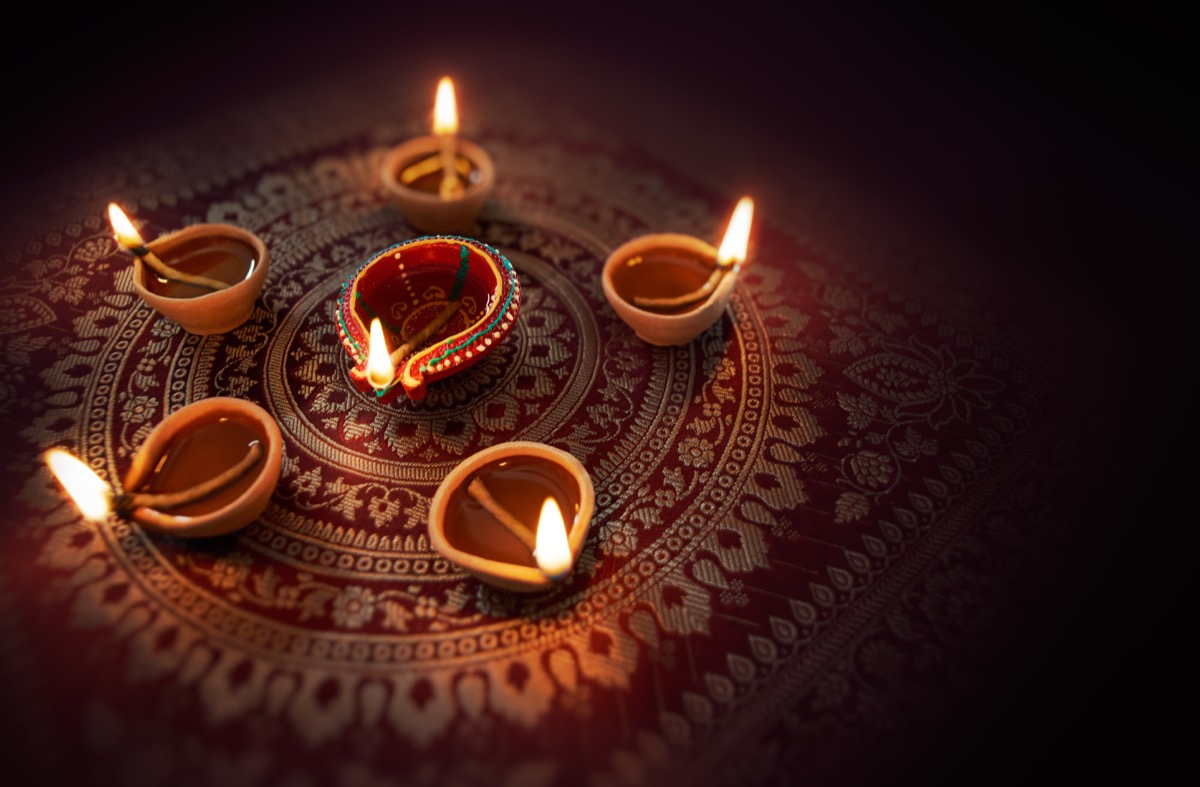 diya lamps lit for diwali