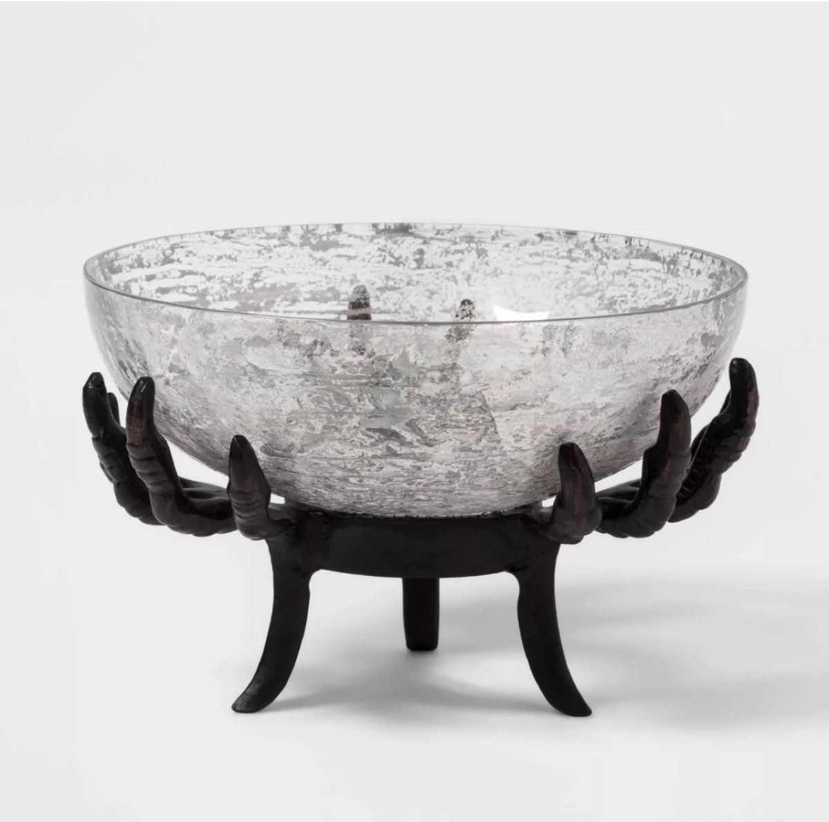 glass serving bowl on black ceramic hands, target halloween decor