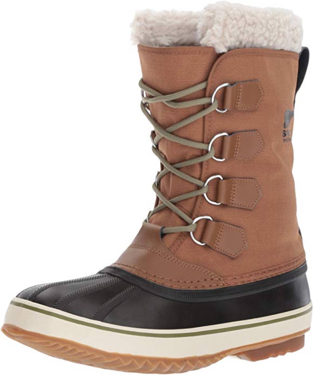 brown duck boots with laces and shearling, men's winter boots
