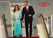 The Duke and Duchess of Cambridge arrive at the Pakistani Air Force Base Nur Khan, near Islamabad, on day one of the royal visit to Pakistan.