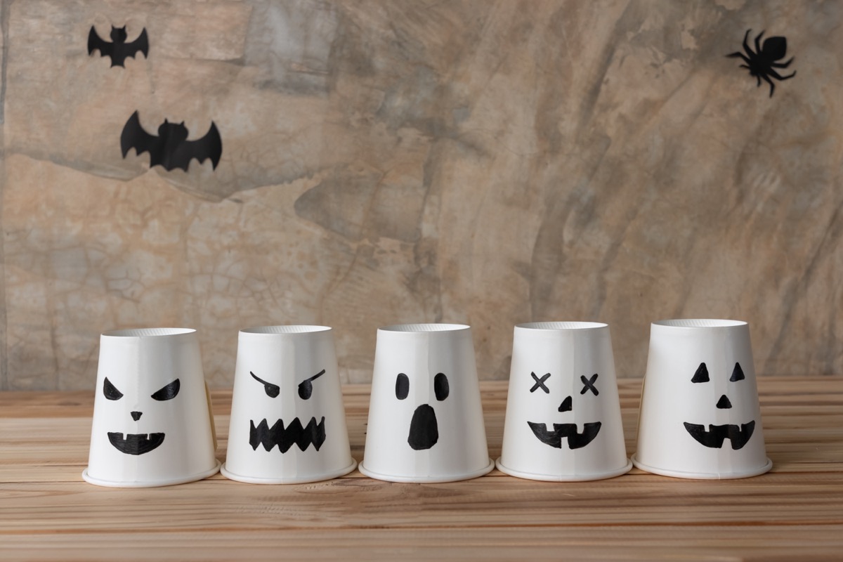 Paper Cup Ghosts Halloween Crafts