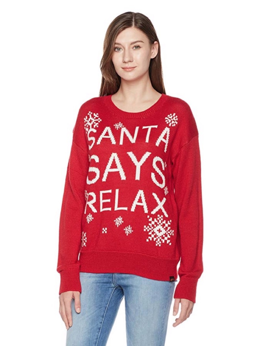 santa says relax sweater