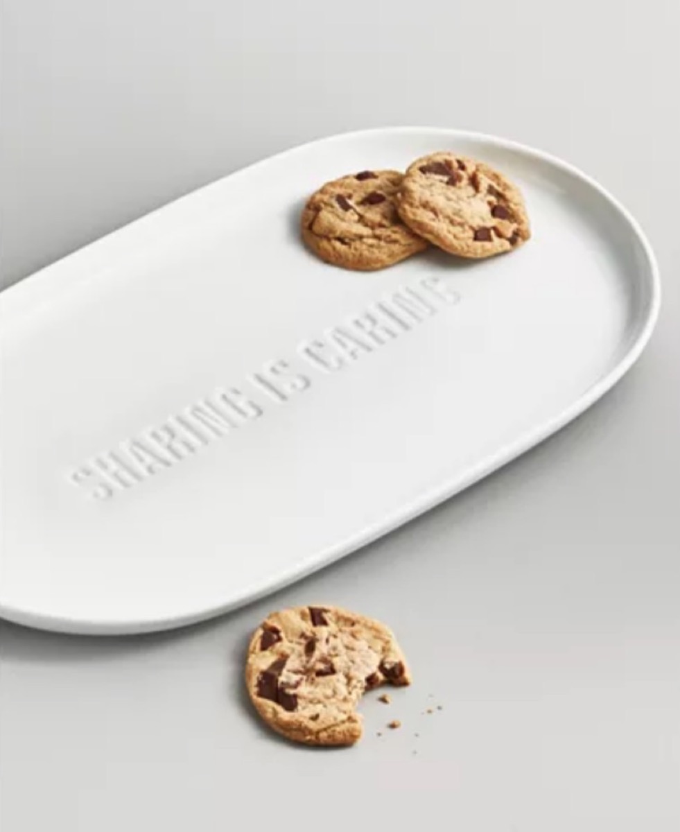 white serving platter with chocolate chip cookies on it, hanukkah gifts