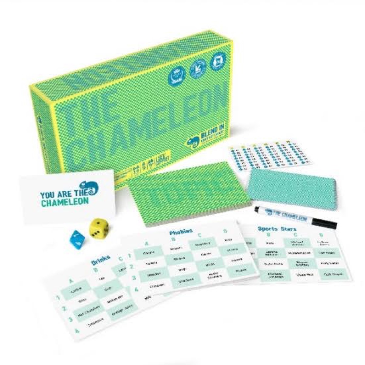 The Chameleon game in green box