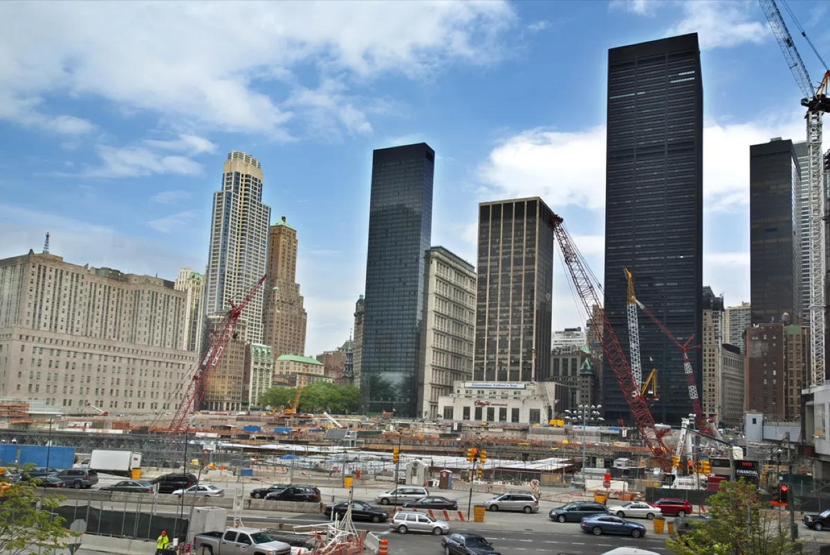 The World Trade Center under construction in New York City, New York, on May 15, 2009. One World Trade Center, more simply known as 1 WTC, and formerly known as the Freedom Tower.