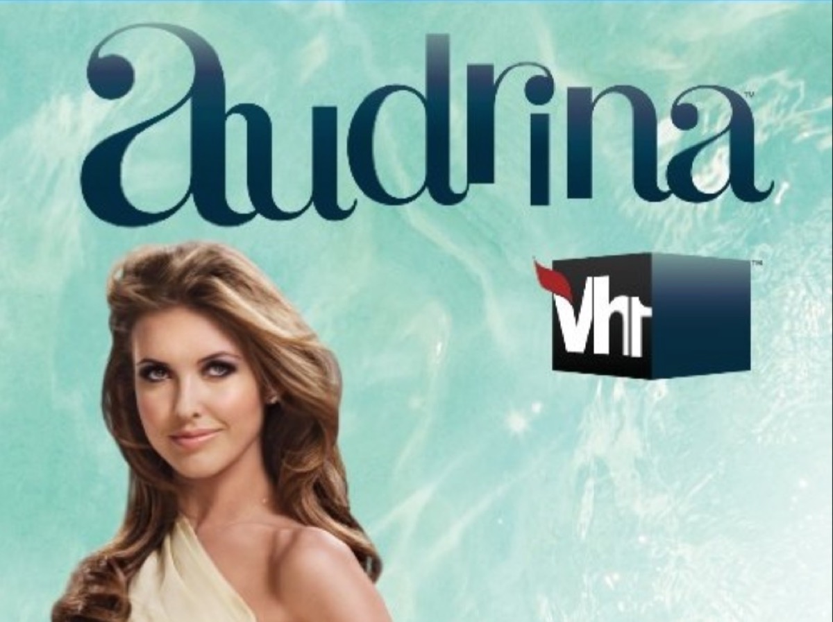 audrina patridge and vh1 logo against green background
