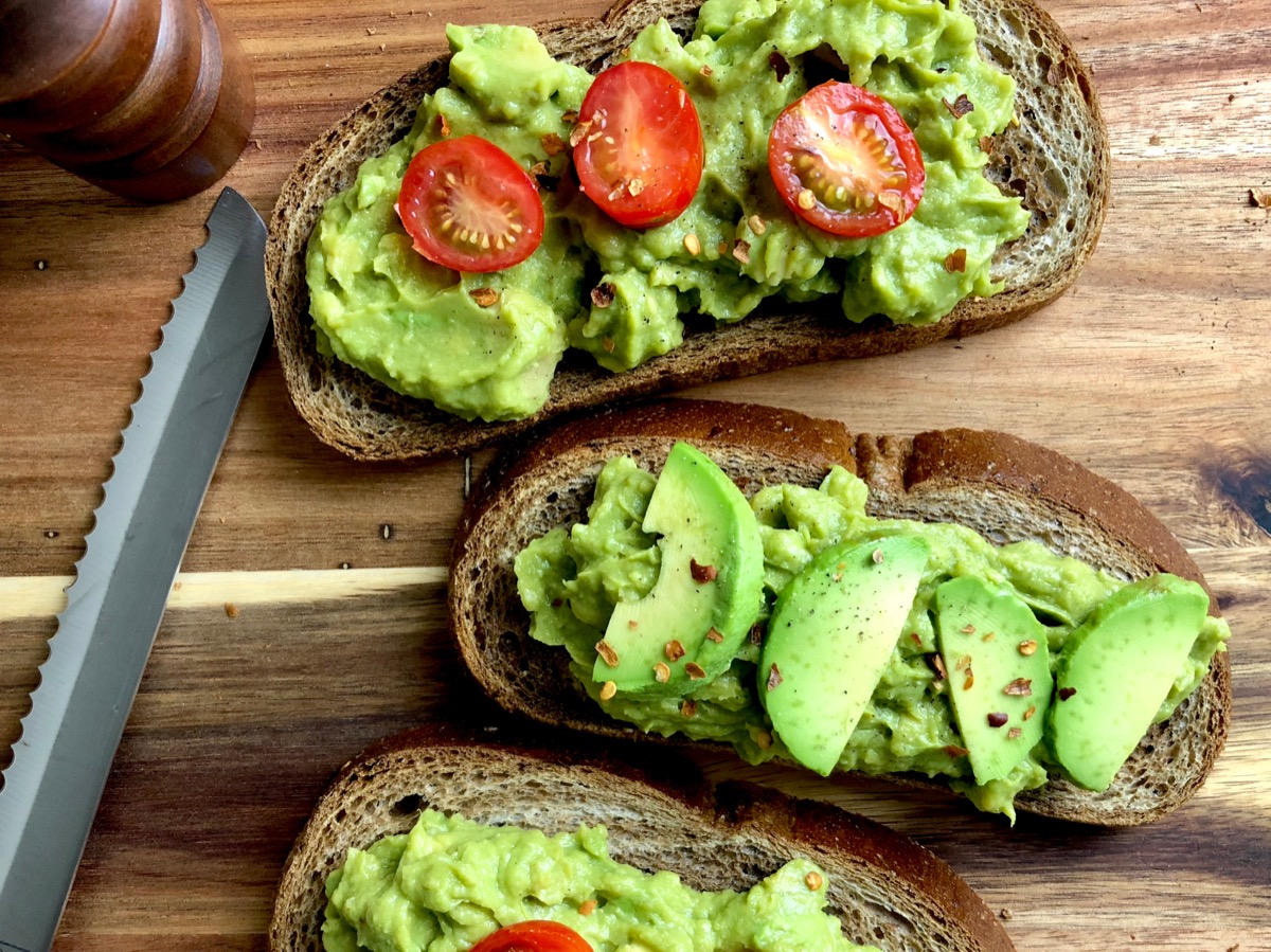avocado toast on cuttingboard