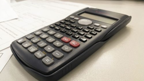 calculator on table