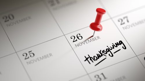 calendar with thanksgiving marked