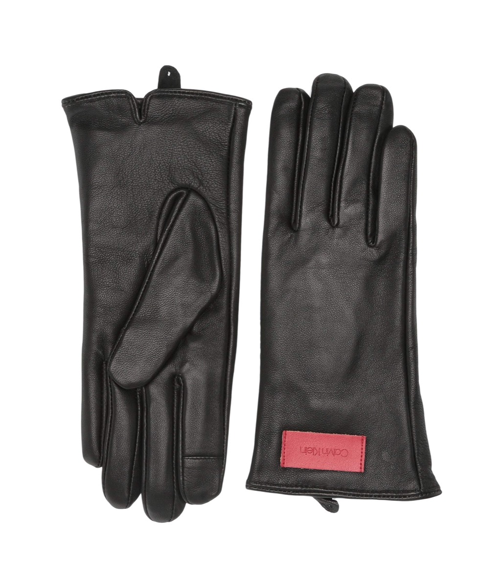 calvin klein leather gloves