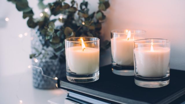 Cozy home decor: burning candles