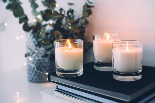 Cozy home decor: burning candles