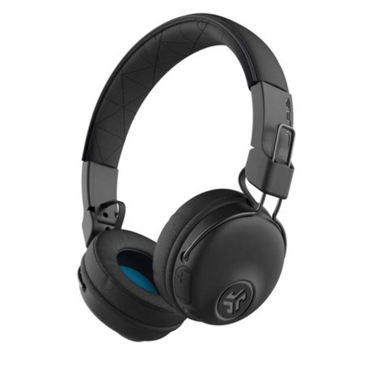 black over ear headphones on white background