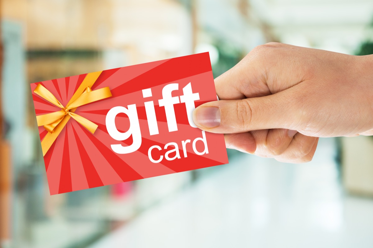 Person receiving a gift card