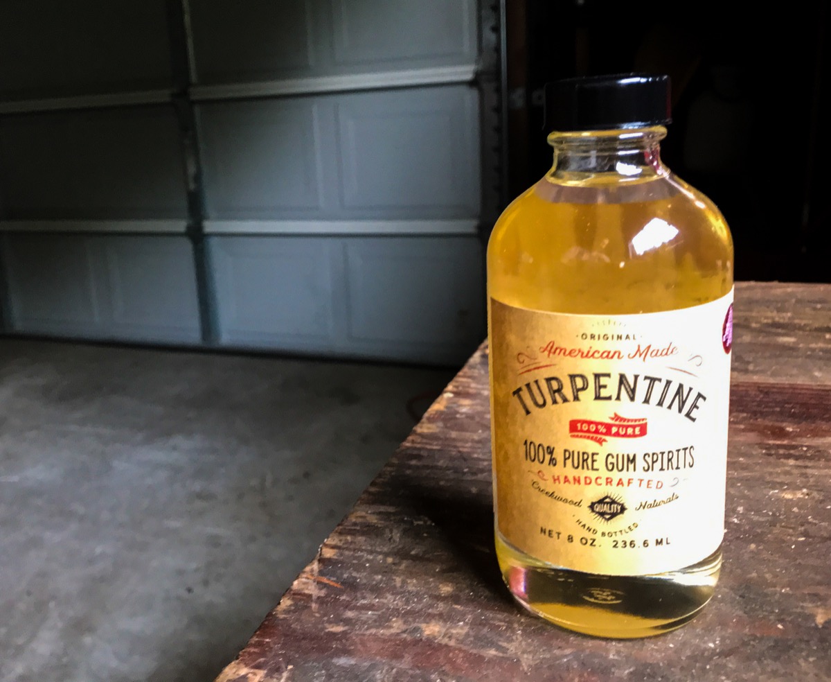 A bottle of turpentine