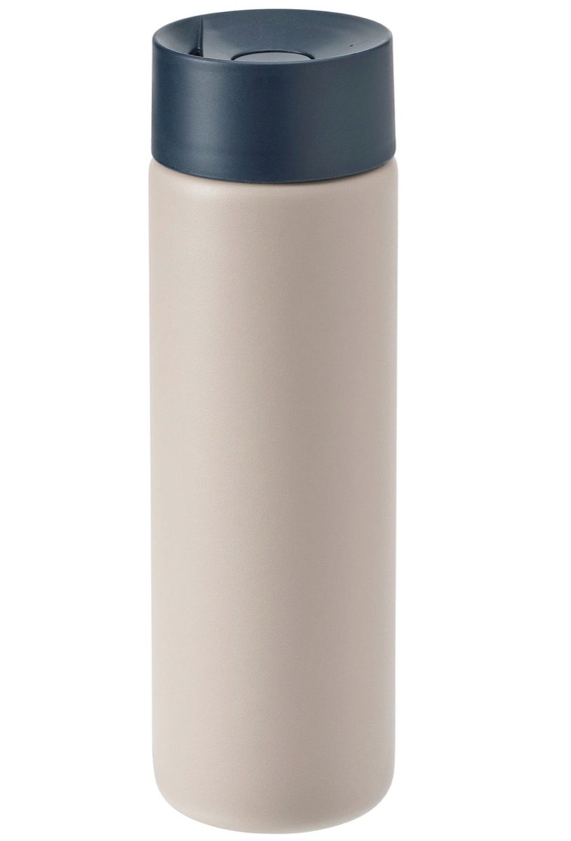 brown thermos with black top