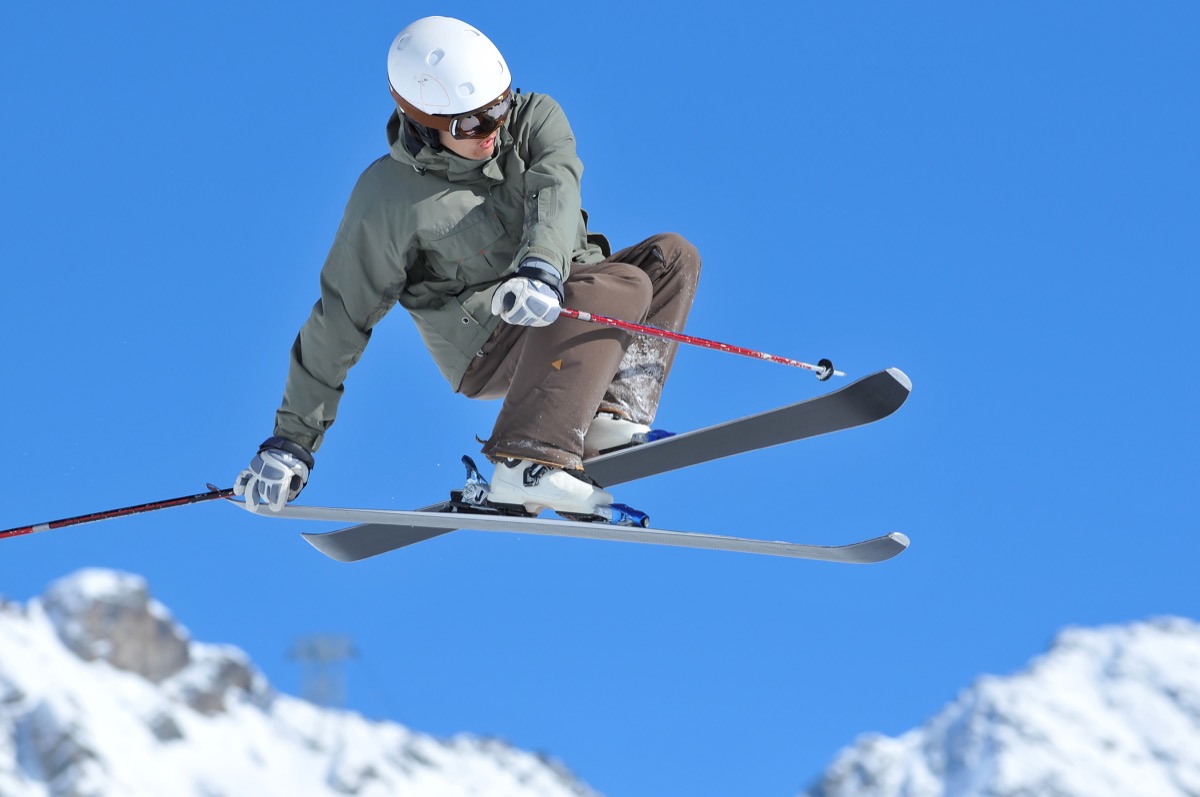 a skier performing a jump