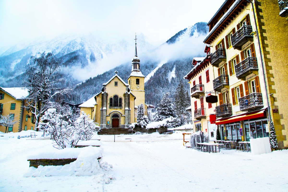 chamonix france covered in snow