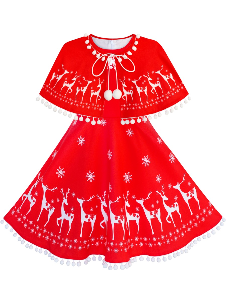 red and white christmas cloak dress