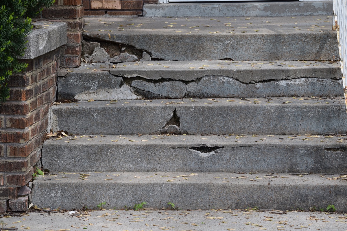 crumbling concrete steps