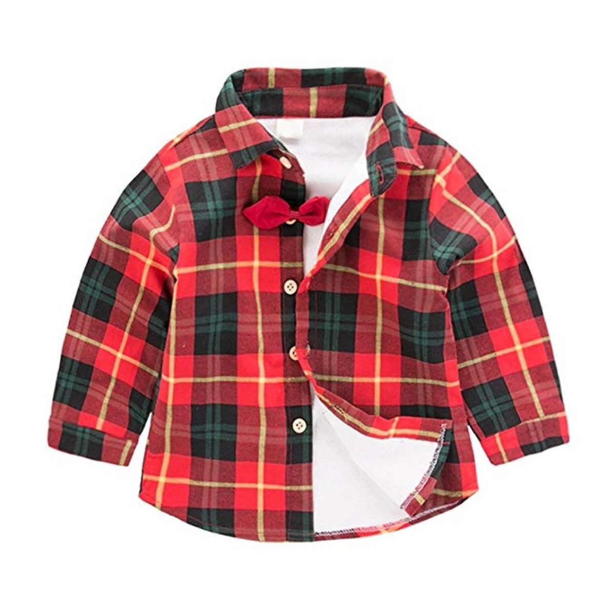red and green plaid baby shirt