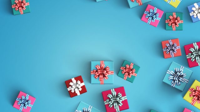 gifts on blue backgrounds