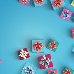 gifts on blue backgrounds