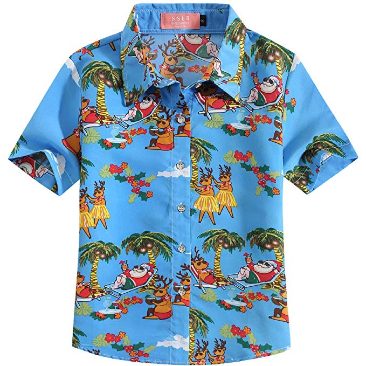 blue hawaiian christmas shirt for kids