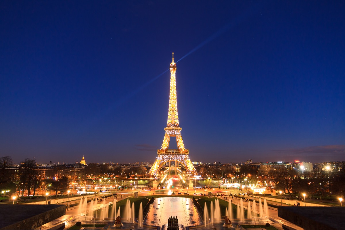 paris eiffel tower in lights