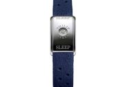 blue bracelet with steel face on white background