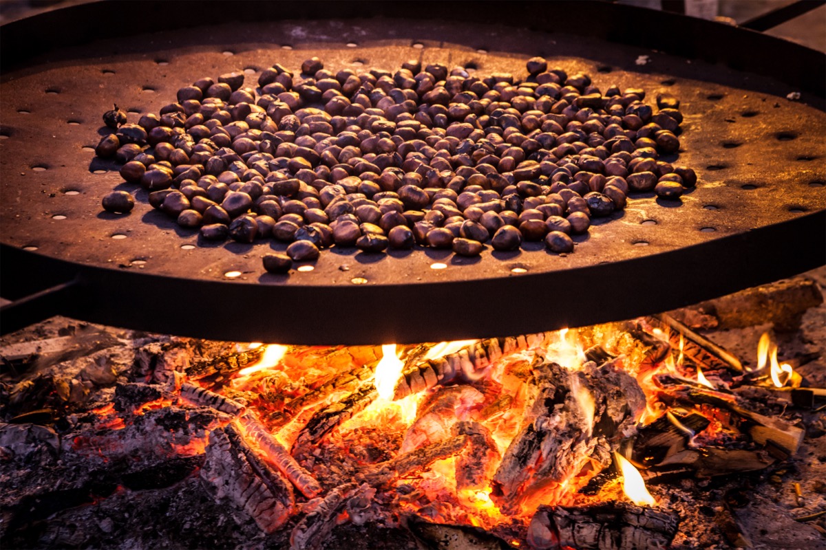 roasted chestnuts on fire