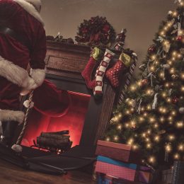 santa claus coming down the chimney