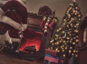 santa claus coming down the chimney
