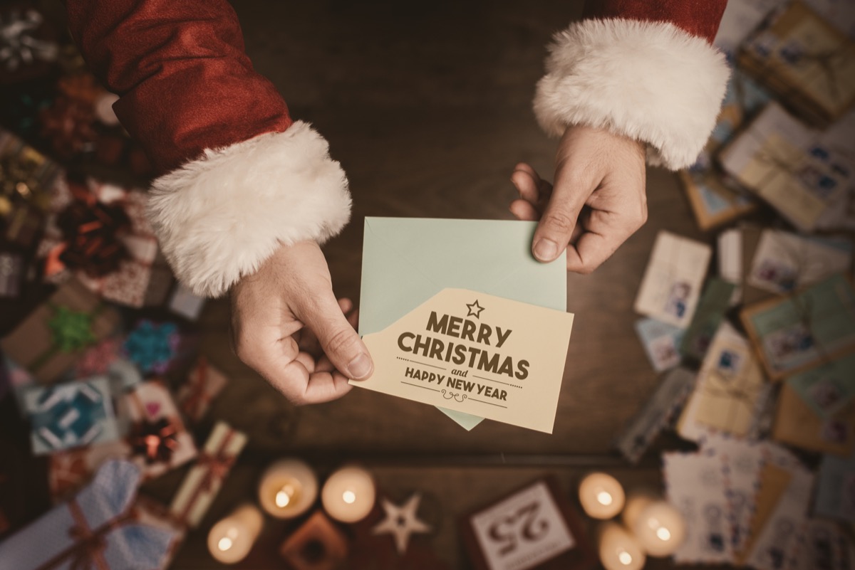 santa opening a christmas card