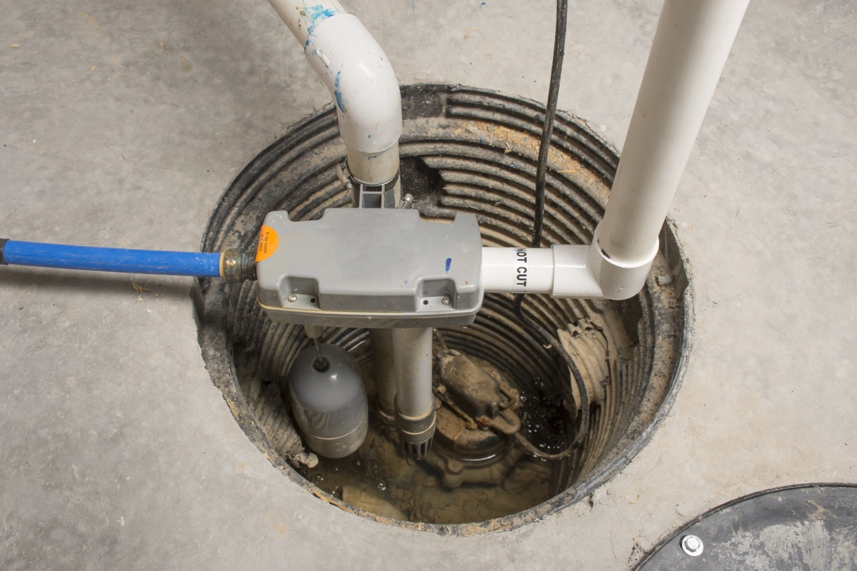 sump pump in a basement