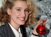 1980s Teenager decorating christmas tree