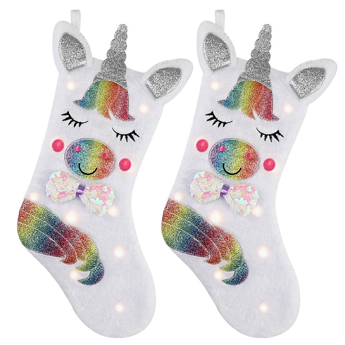 white unicorn stockings on white background