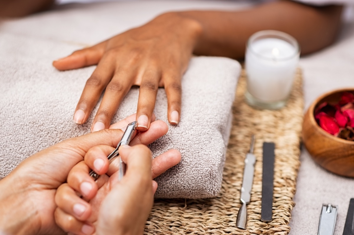 woman getting a manicure