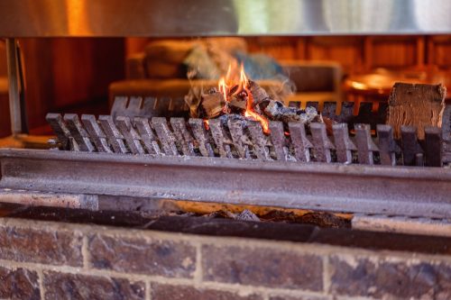 log in wood burning fireplace