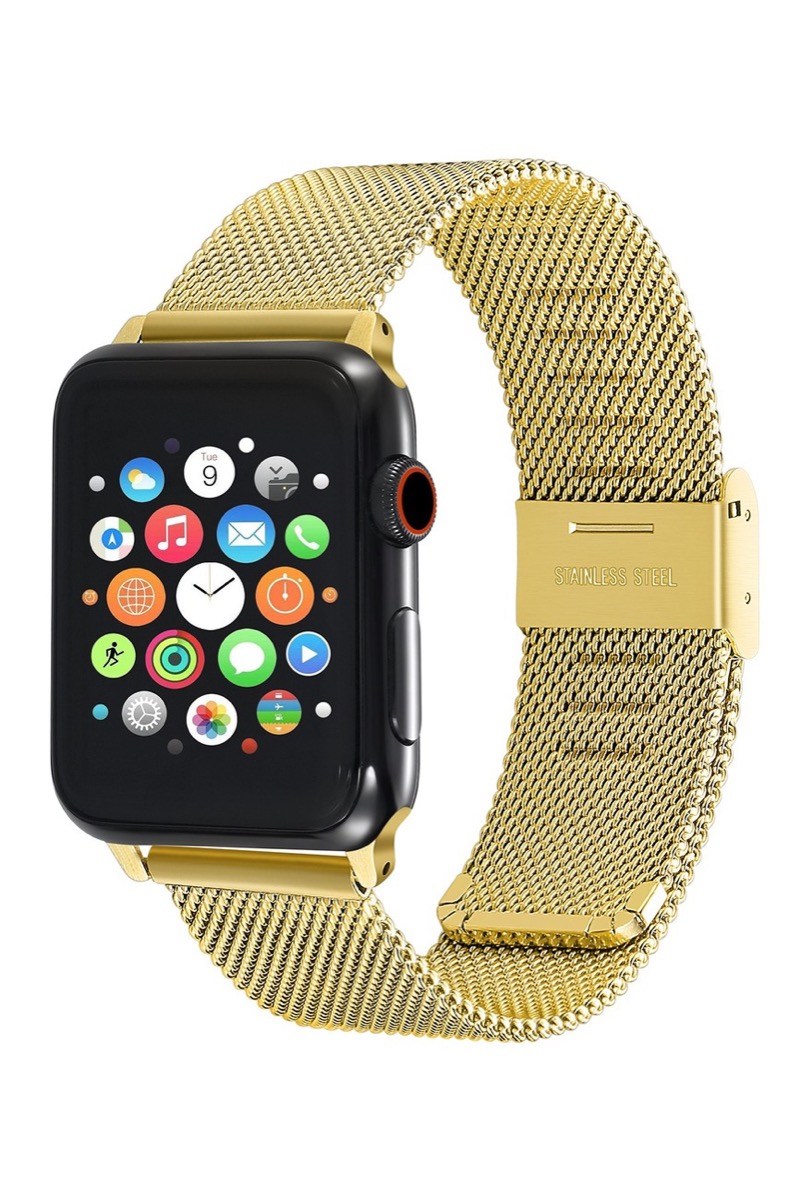 Apple watch with gold mesh band