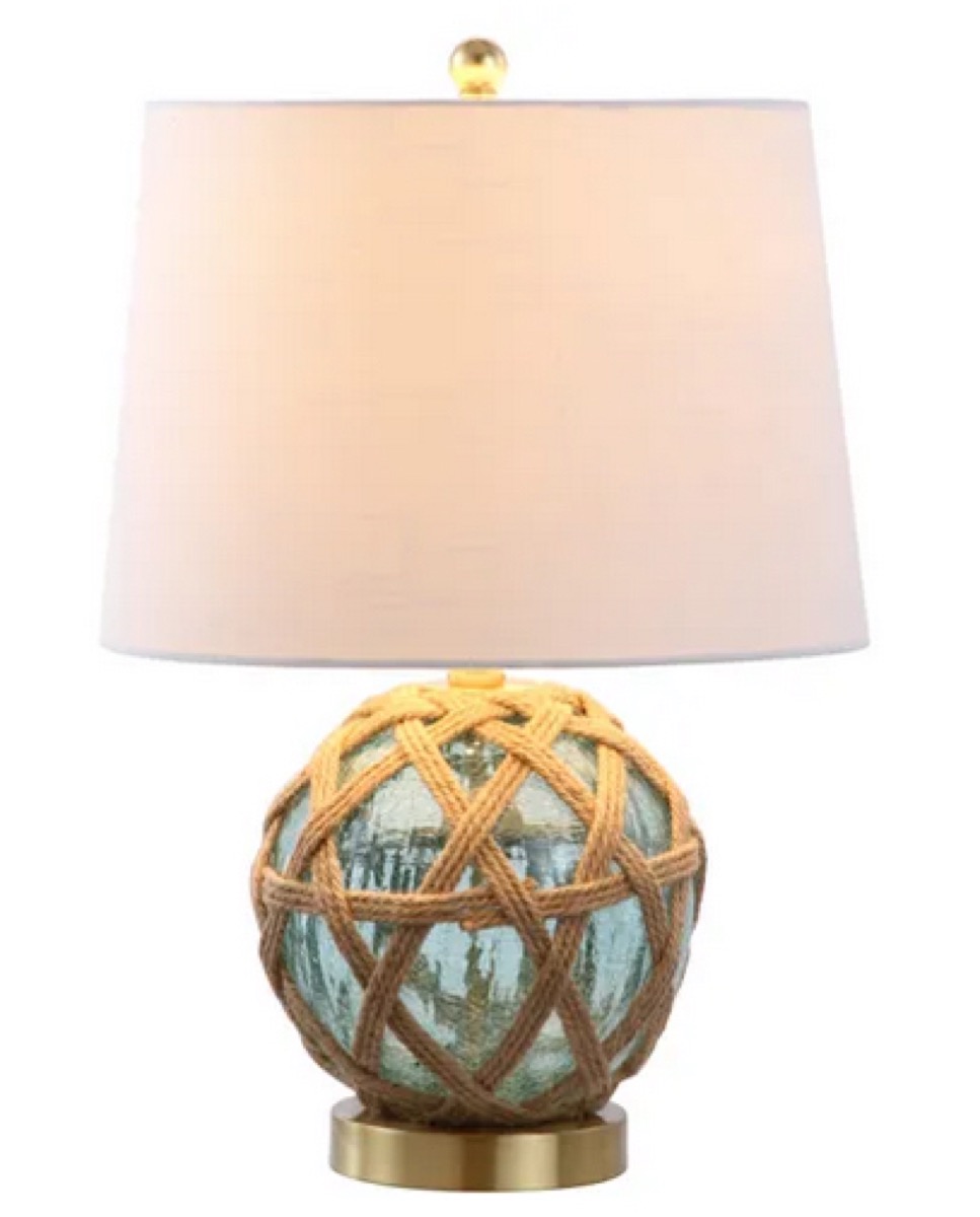glass and rope table lamp