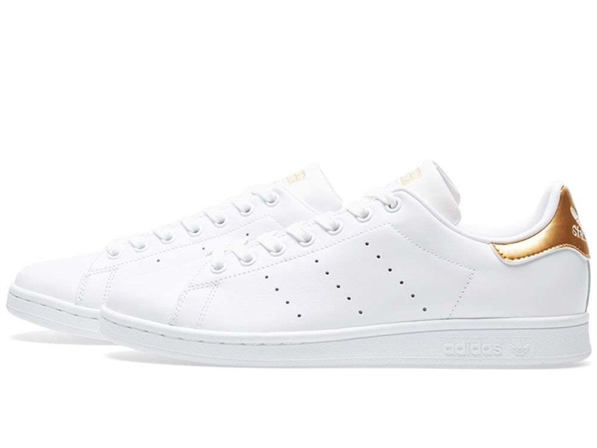White and Gold Adidas shoes