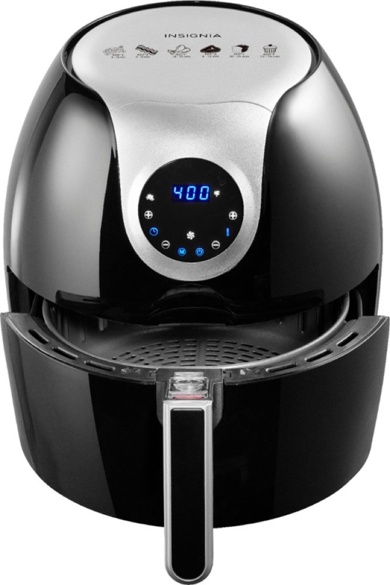 Air fryer with open tray