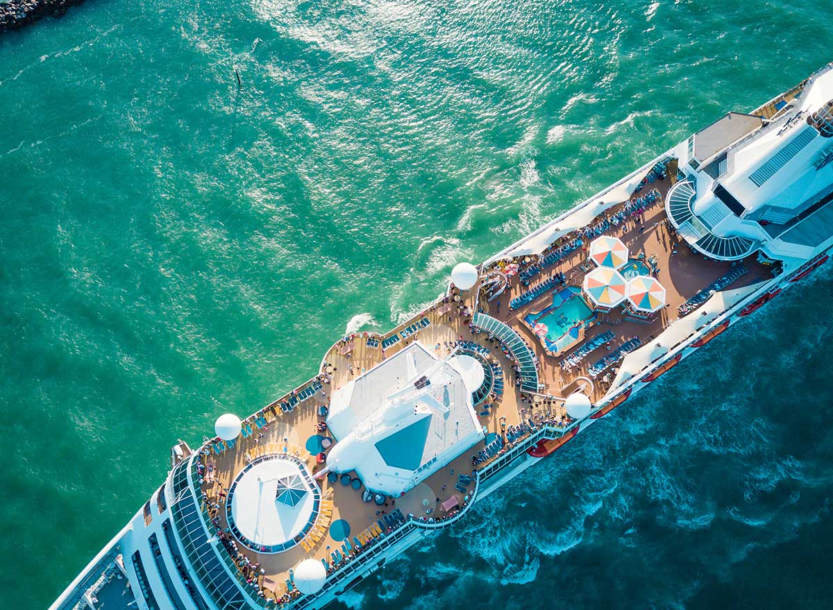 aerial view of the top of a cruise ship