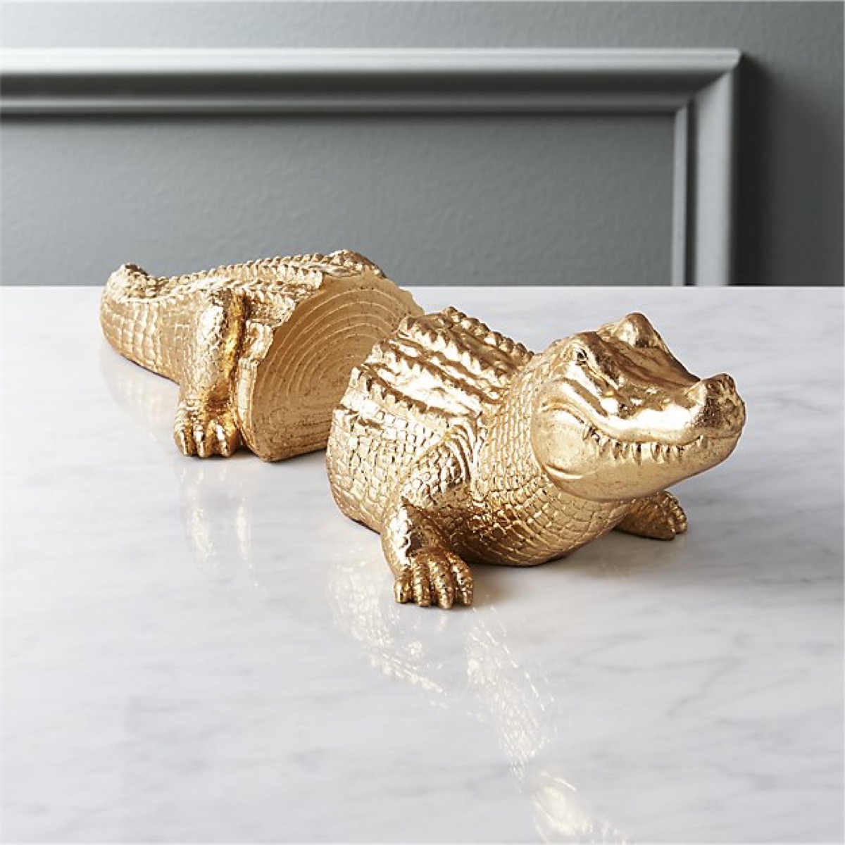 gold alligator bookends