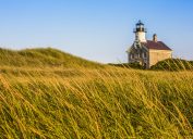 Block Island's North Lighthouse in the afternoon sun