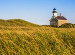 Block Island's North Lighthouse in the afternoon sun