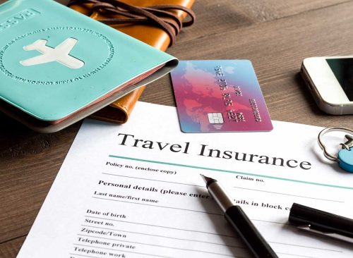 passport, credit card, and travel insurance papers
